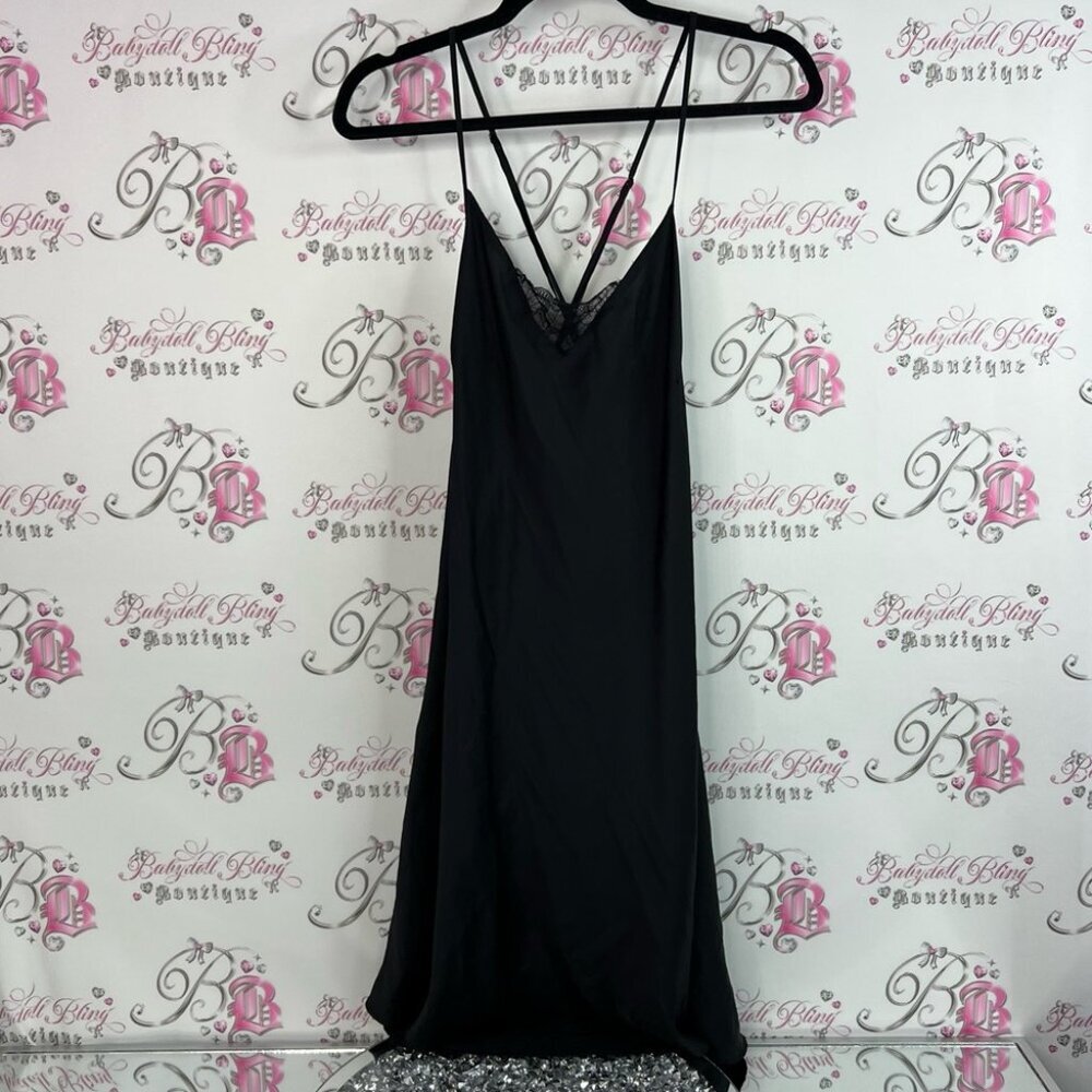 La vie en rose dress long lace detail Lacie strappy Black Lace Slip Dress